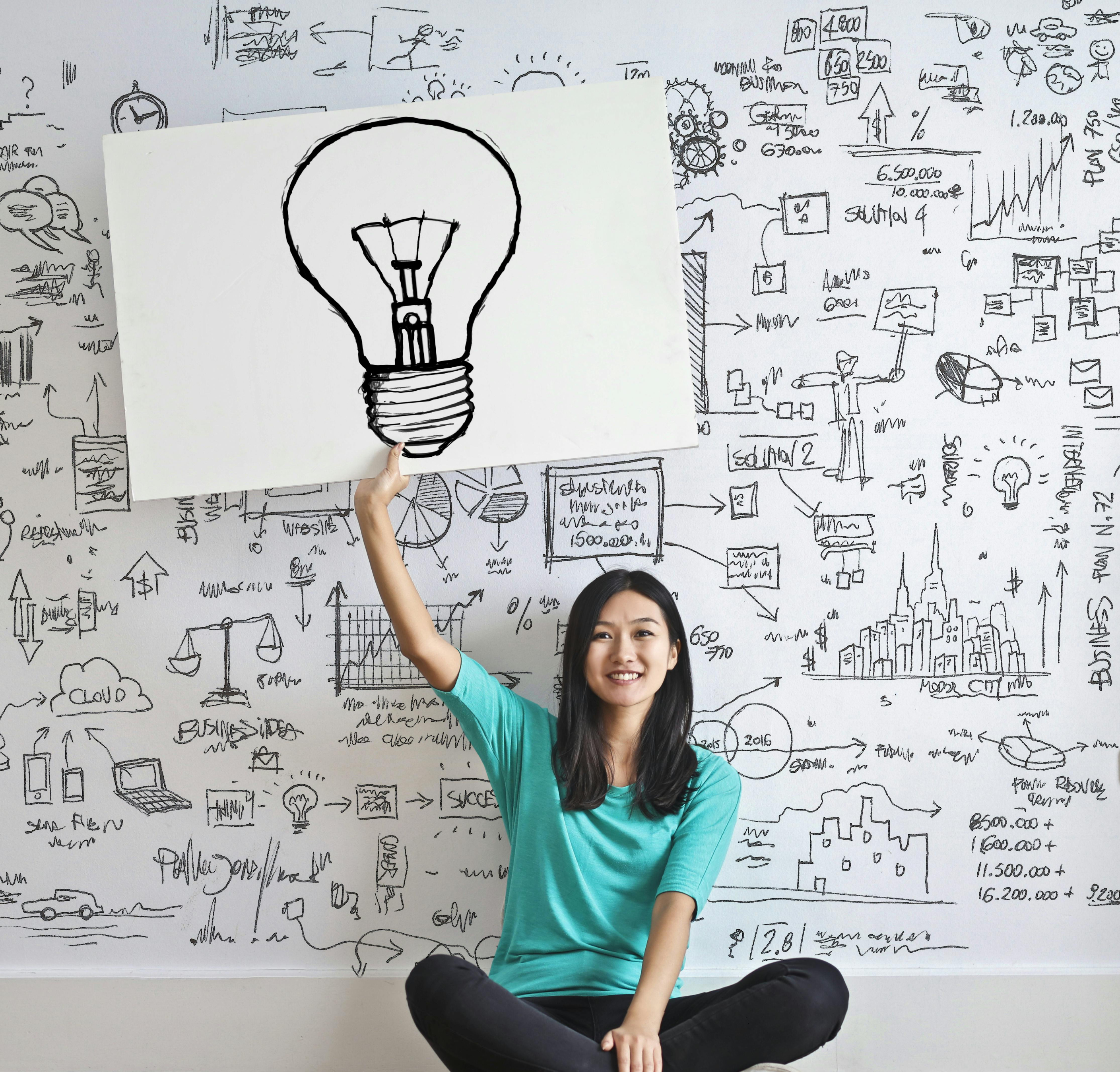 Student with lightbulb diagram